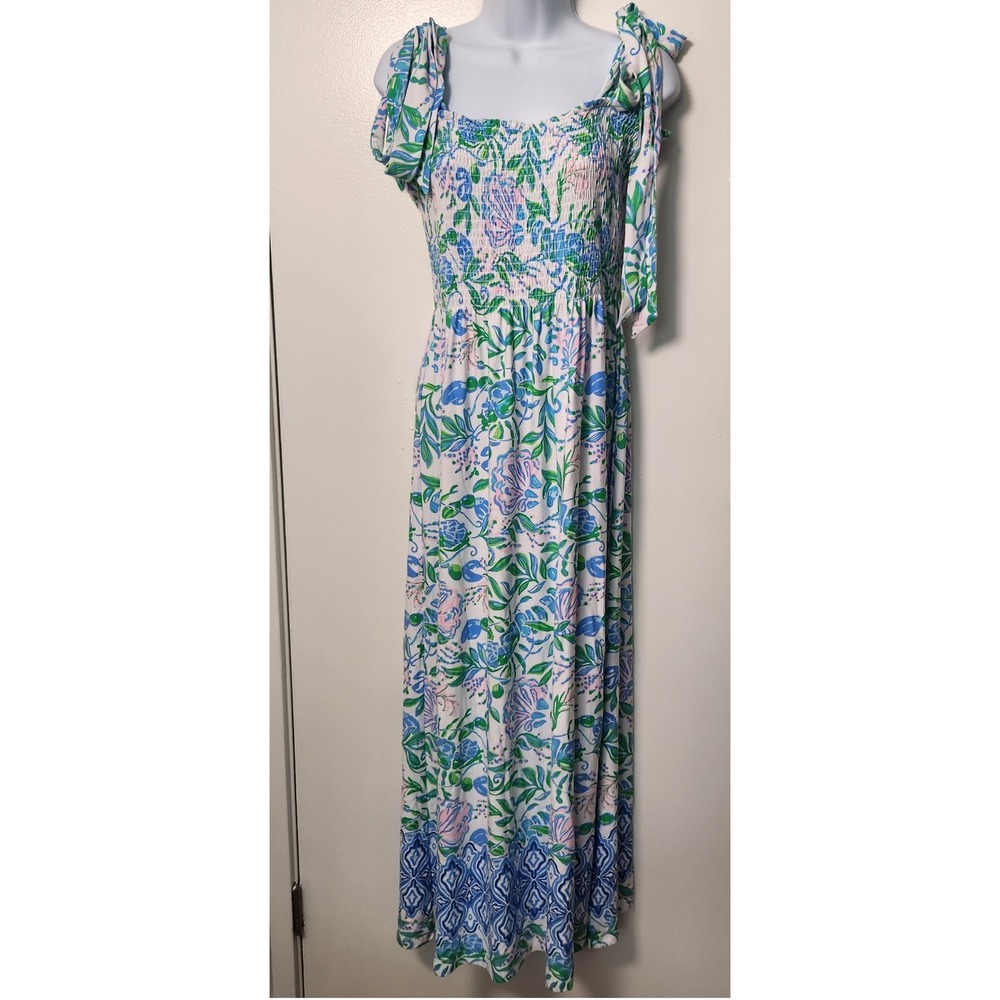 Lilly Pulitzer Kailua Smocked Maxi Dress Resort White Just a Pinch XL NWT